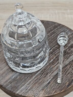 Crystal Beehive Honey Pot with Dipper